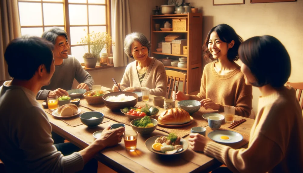 食事をしている家族